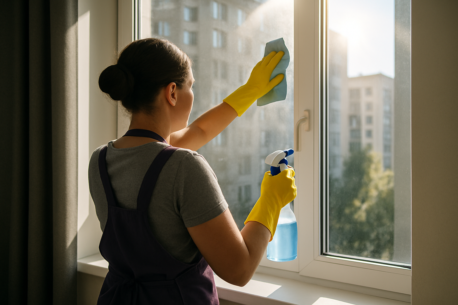 Cleaning service in action